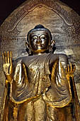Ananda temple Bagan, Myanmar. The 9-meter-high images of standing Buddha. 